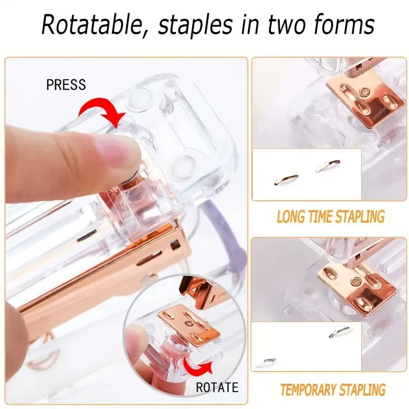 Rose Golden Desk Accessories Acrylic Stapler Staples Remover Tape Holder Pen Holder Ballpoint Pen Scissors Binder Staples Phone